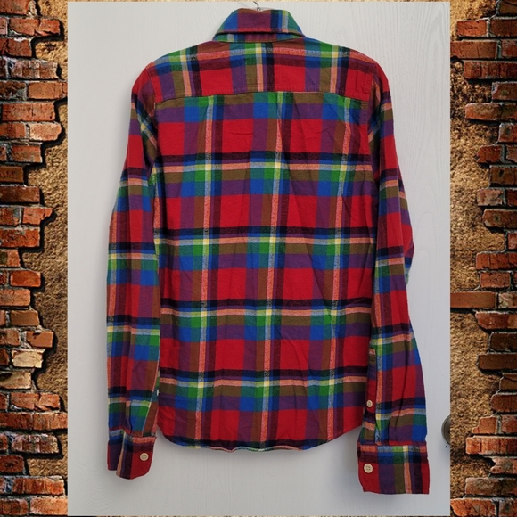 Y2K HOLLISTER ABERCROMBIE Flannel Red Plaid Colorful Size Womens S Pockets - Picture 2 of 12